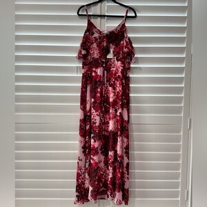 NWT- Calvin Klein Floral Peek a Boo Shoulder Strappy Dress- -14